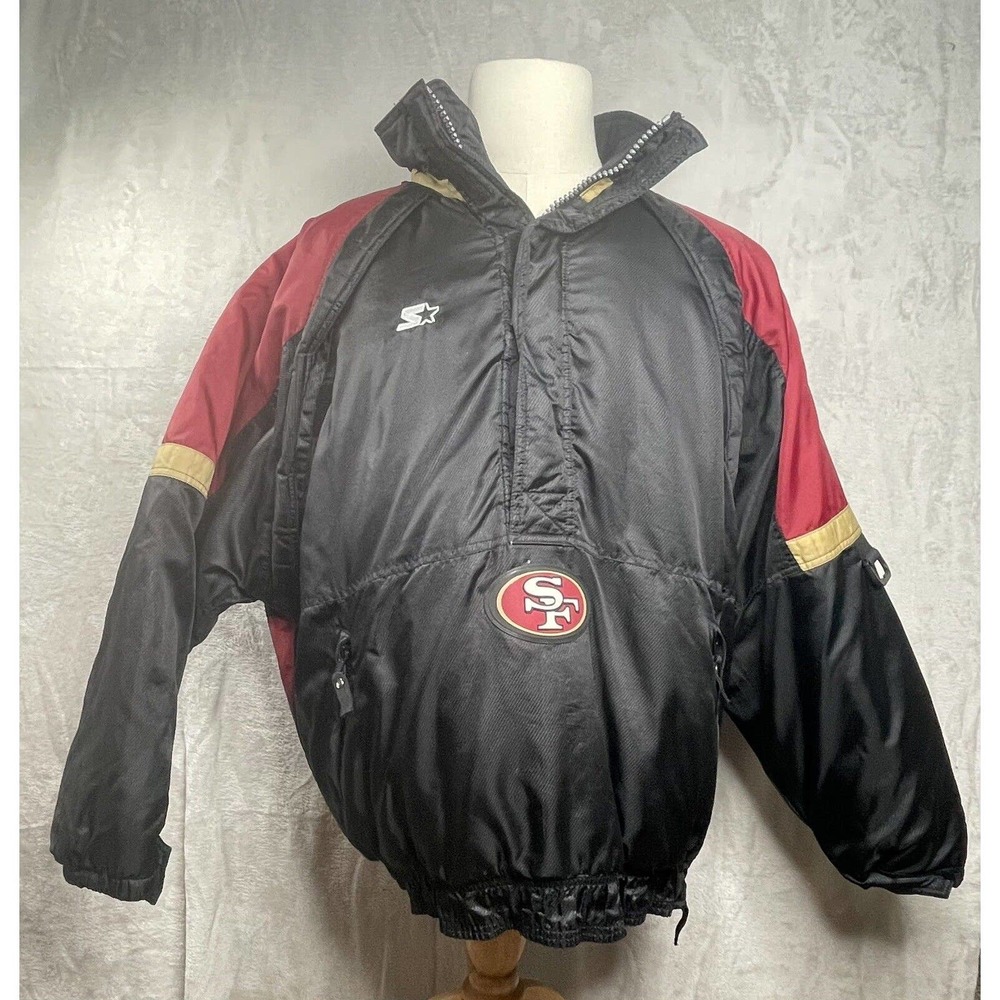 San Francisco 49ers Starter Jacket Pro Line Sz XL Near Mint Puffer Hidden Hood